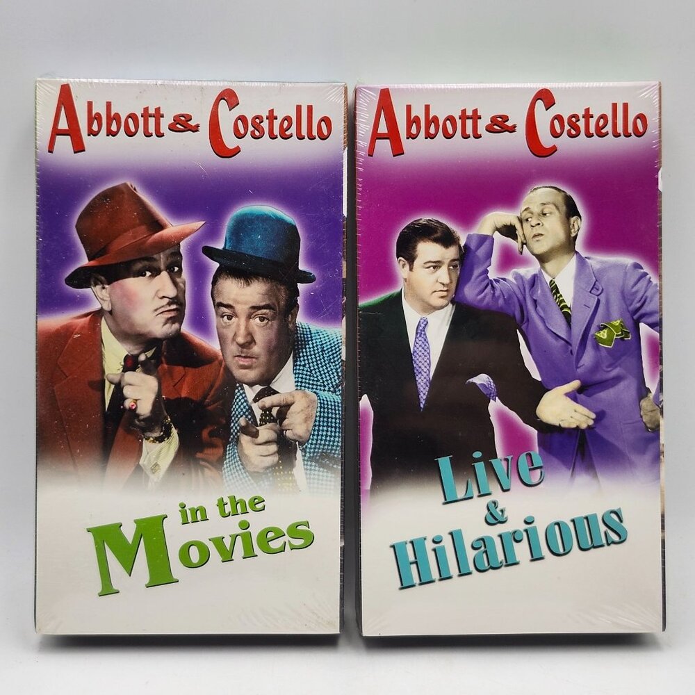 Abbott & Costello In The Movies And Live & Hilarious SEALED 2 VHS Lot